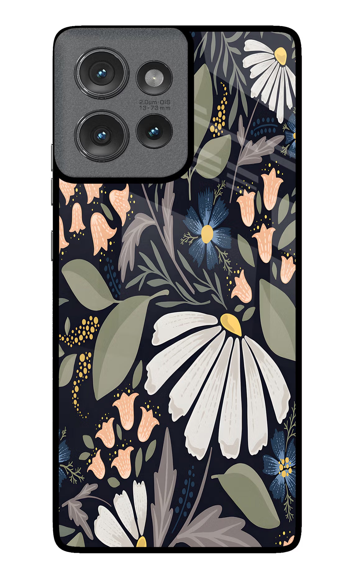 Flowers Art Moto Edge 50 Glass Case Back Cover by Casekaro