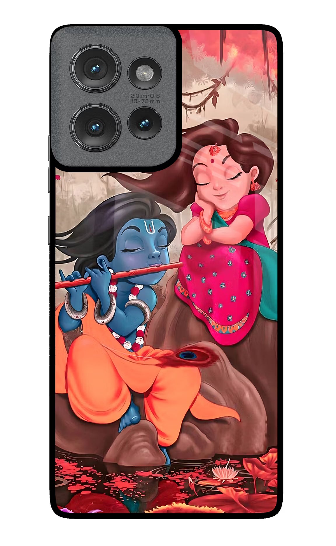 Radhe Krishna Moto Edge 50 Glass Case Back Cover by Casekaro