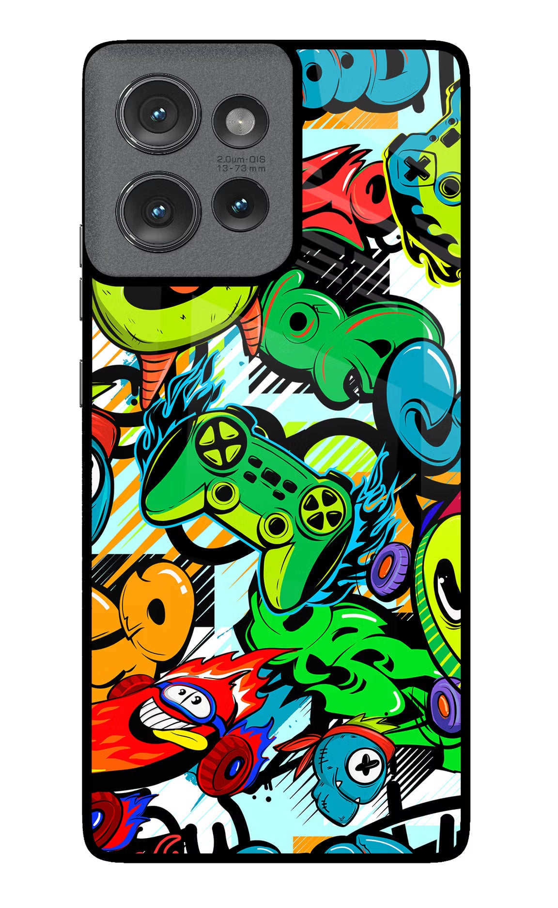 Game Doodle Moto Edge 50 Glass Case Back Cover by Casekaro