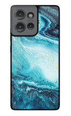 Blue Glitter Marble Moto Edge 50 Glass Case