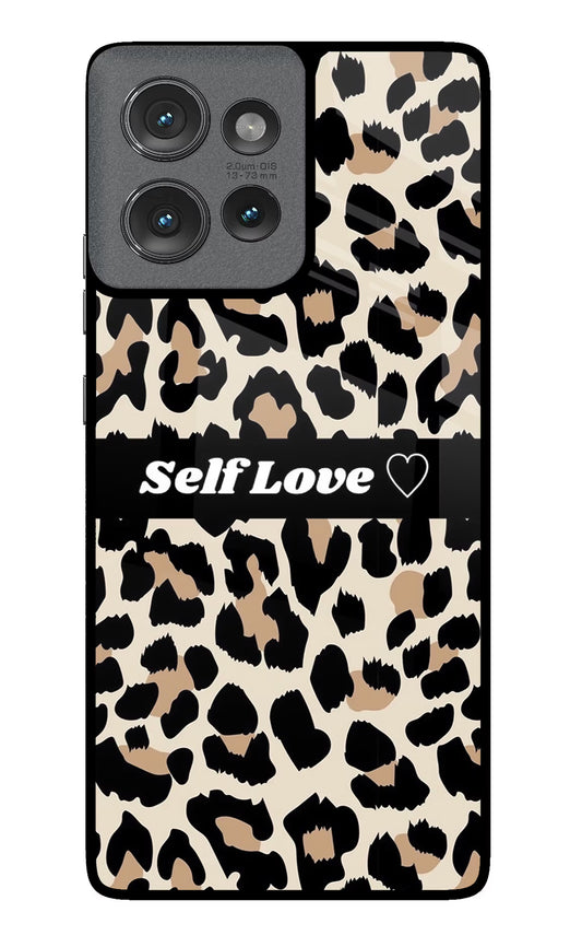 Leopard Print Self Love Moto Edge 50 Glass Case