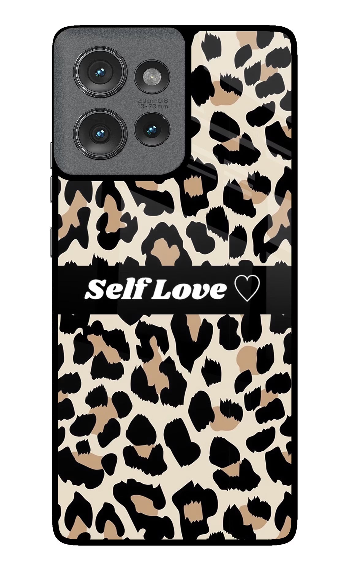 Leopard Print Self Love Moto Edge 50 Glass Case Back Cover by Casekaro