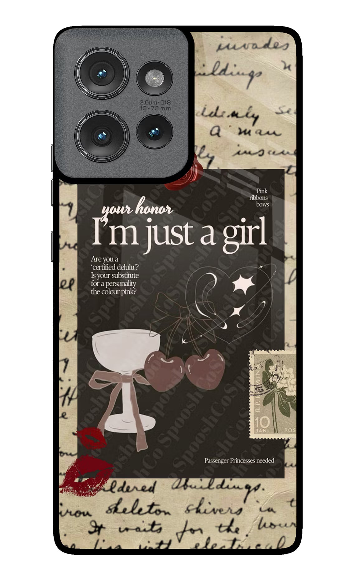 I am just a girl Moto Edge 50 Glass Case Back Cover by Casekaro