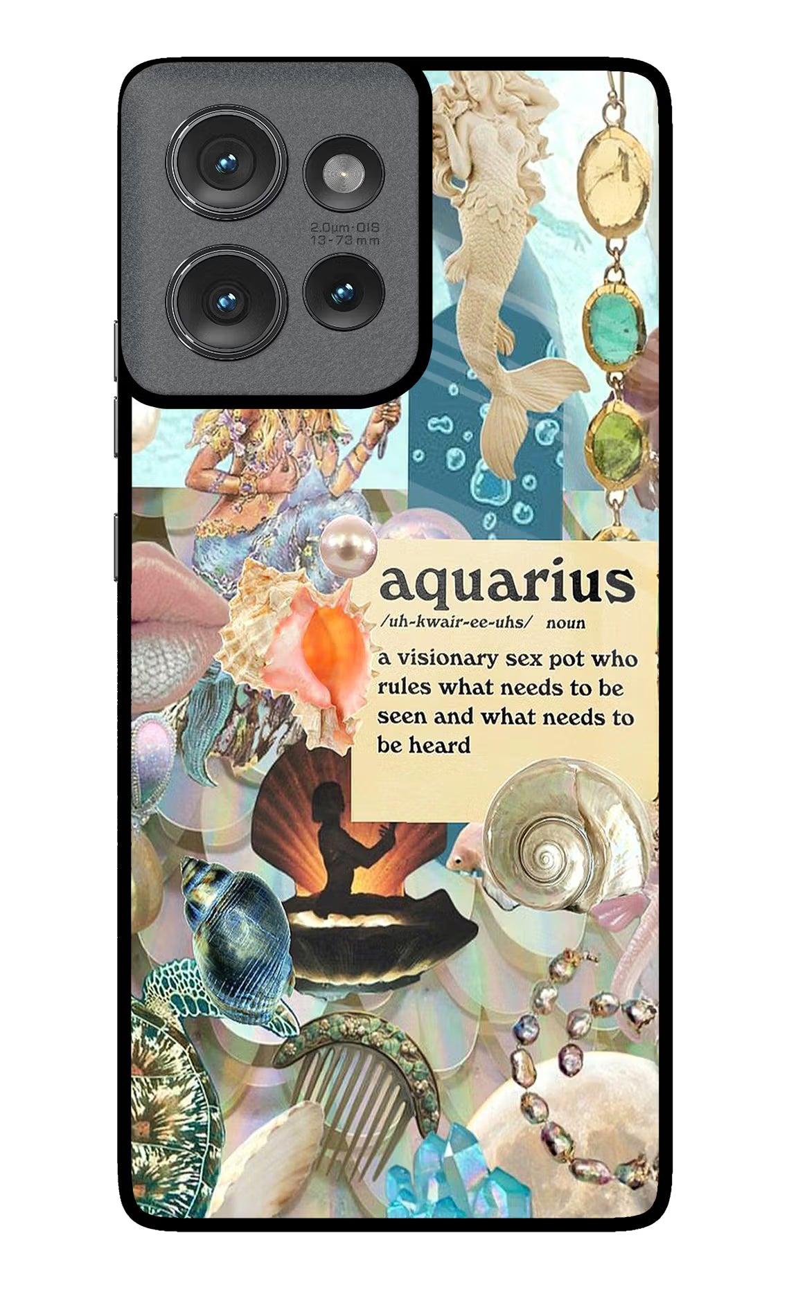 Aquarius Zodiac Moto Edge 50 Glass Case Back Cover by Casekaro
