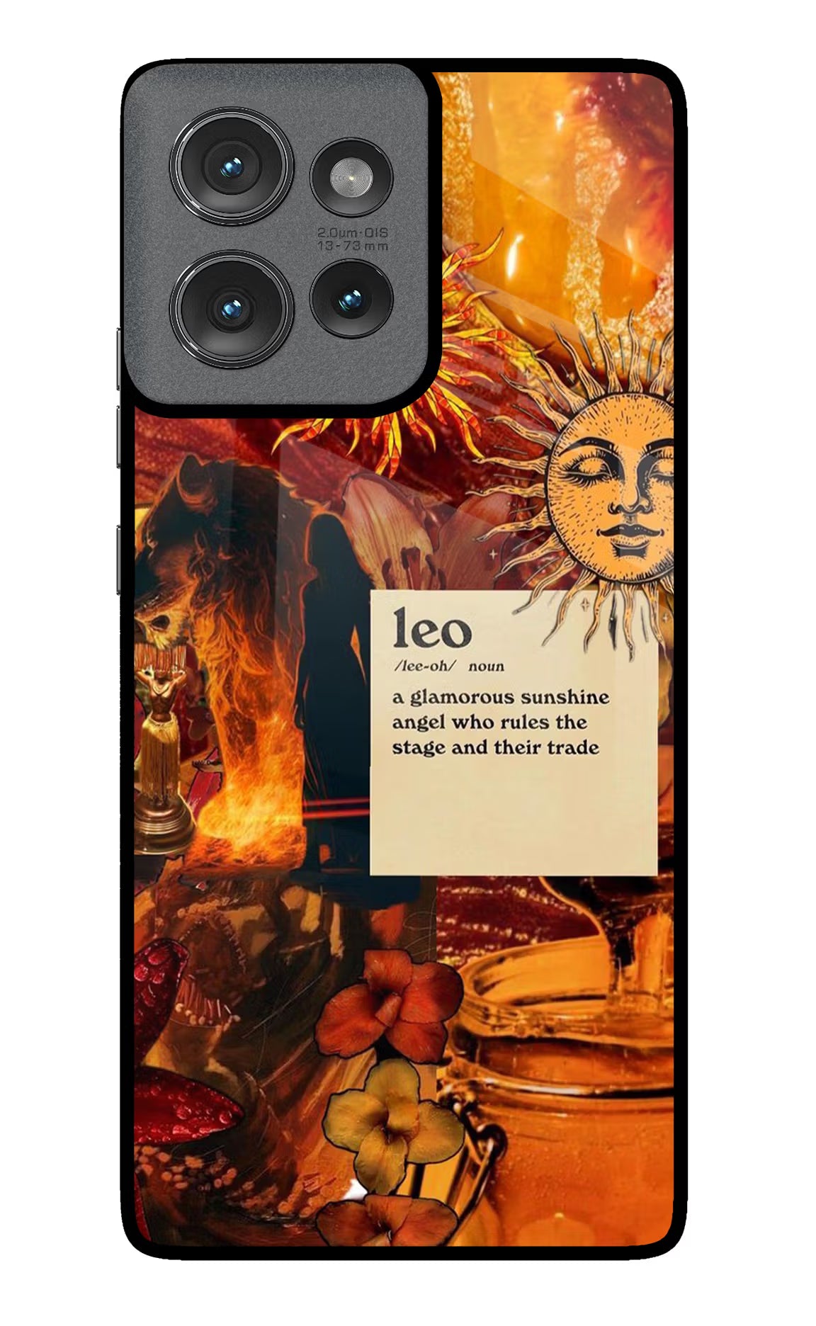 Leo Zodiac Moto Edge 50 Glass Case Back Cover by Casekaro