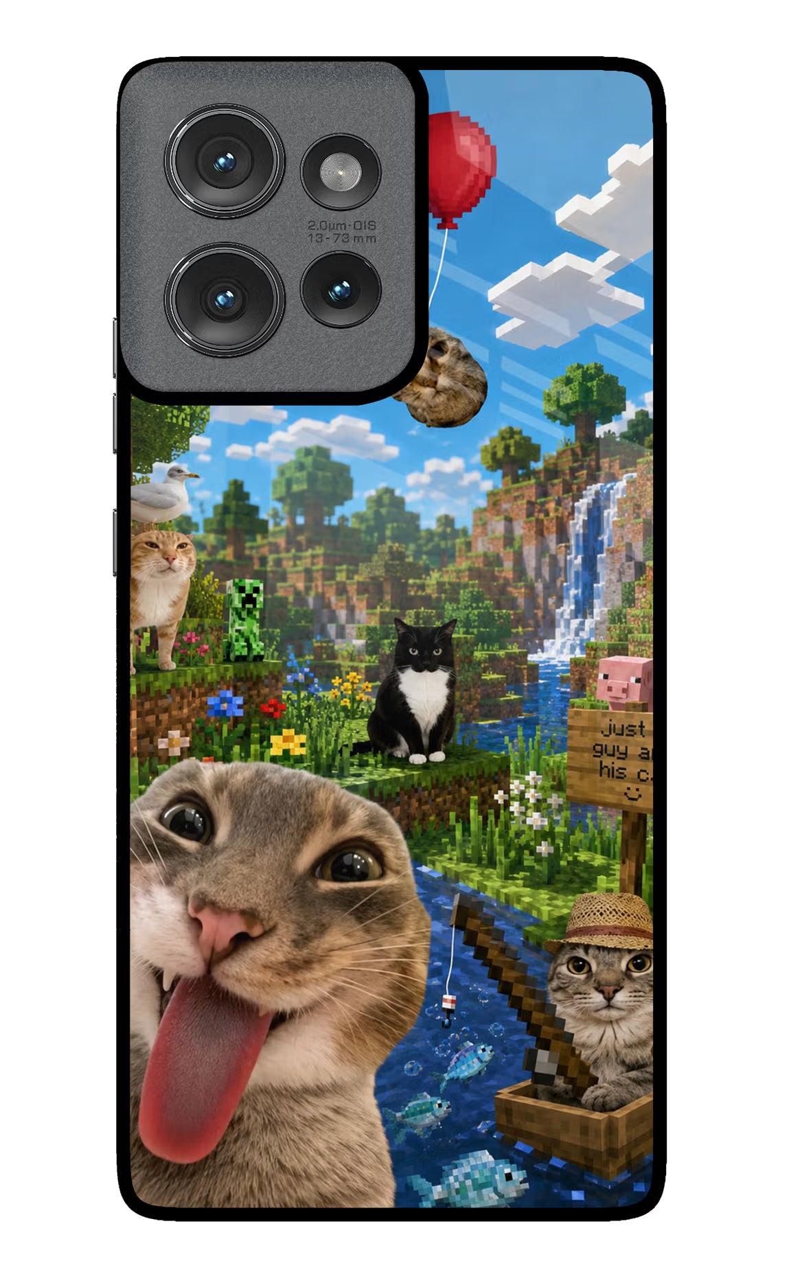 Minecraft Cat Chaos Moto Edge 50 Glass Case
