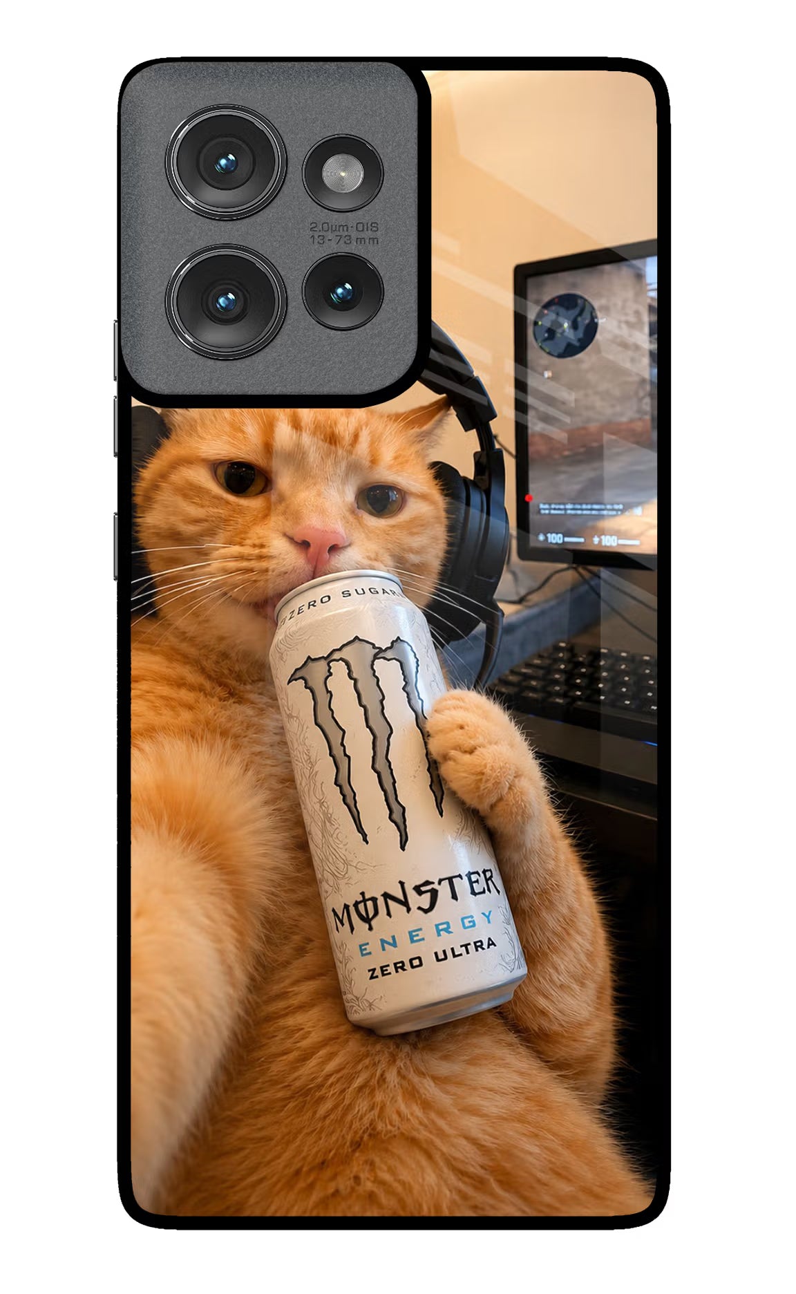 Gamer Cat Energy Moto Edge 50 Glass Case