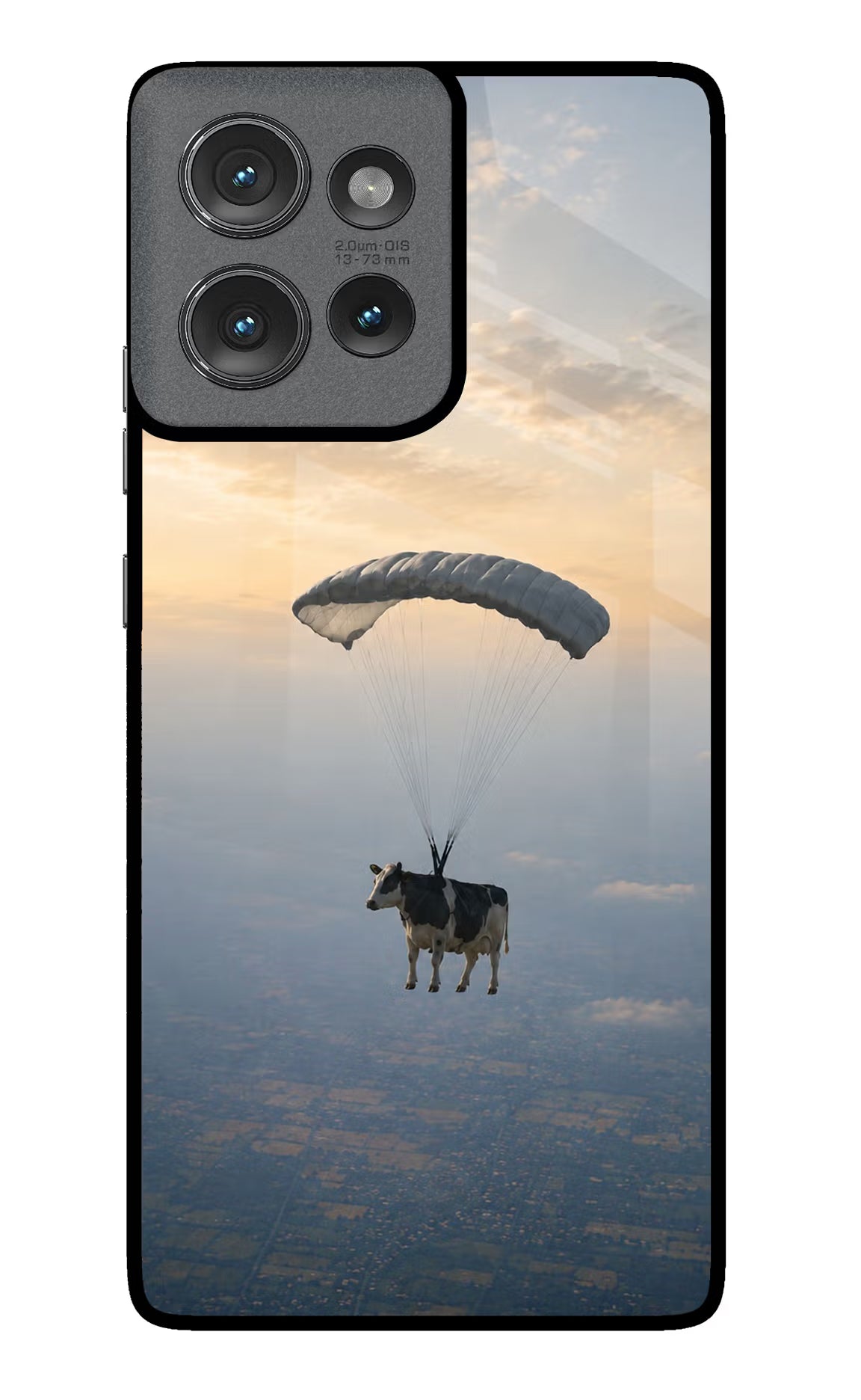 Skydiving Cow Moto Edge 50 Glass Case
