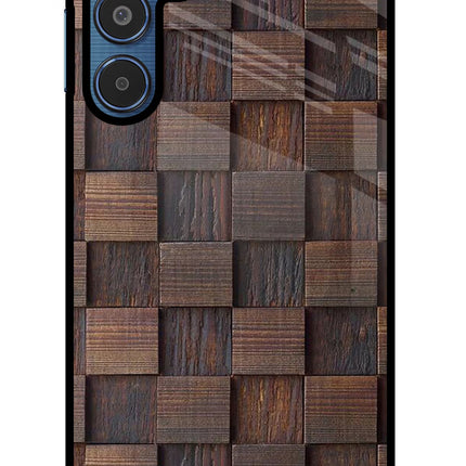 Wooden Cube Design Samsung M35 5G Glass Case