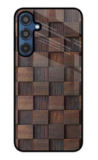 Wooden Cube Design Samsung M35 5G Glass Case