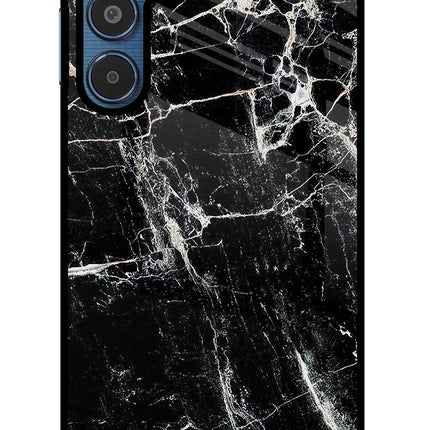 Black Marble Texture Samsung M35 5G Glass Case