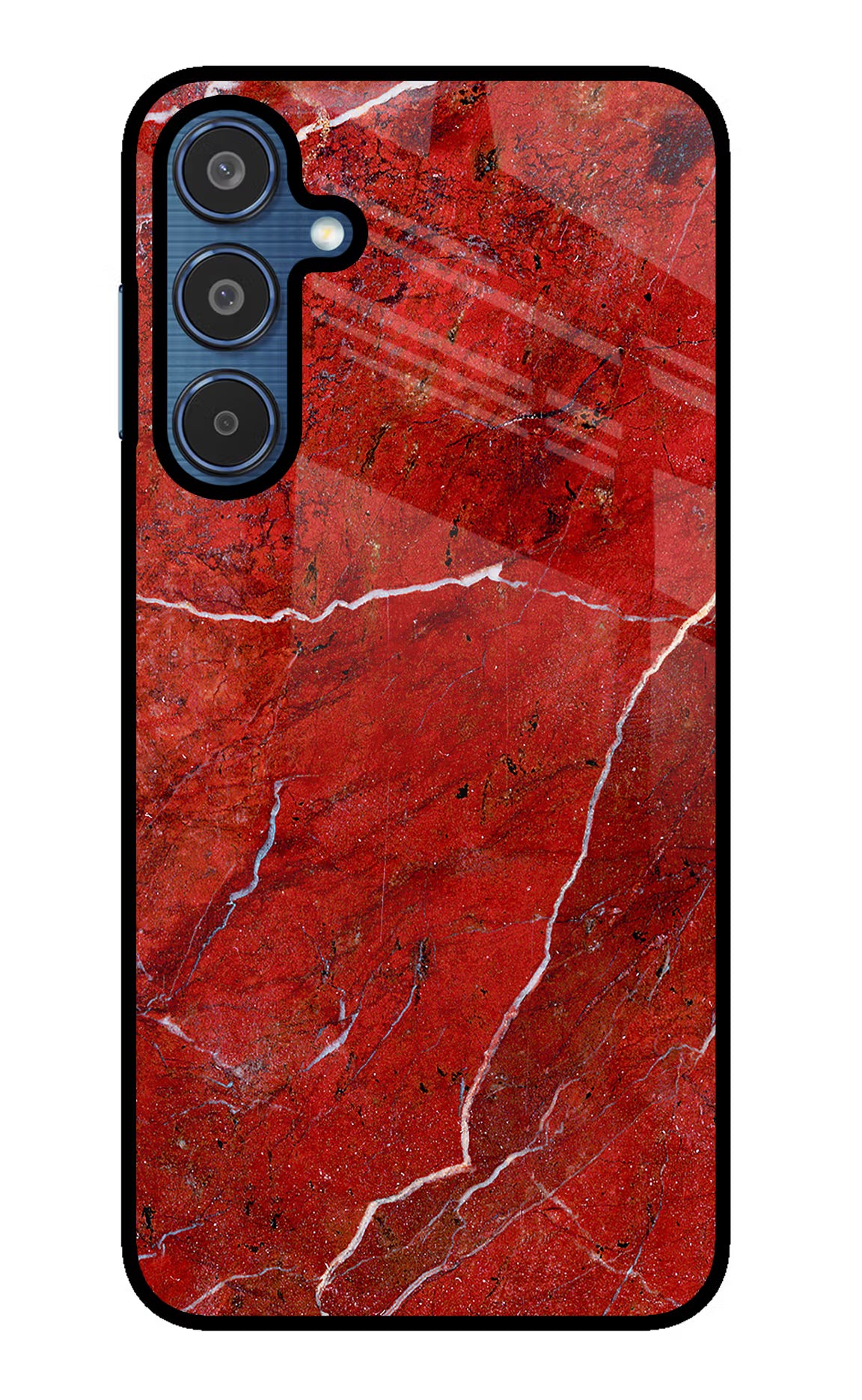 Red Marble Design Samsung M35 5G Glass Case Back Cover by Casekaro