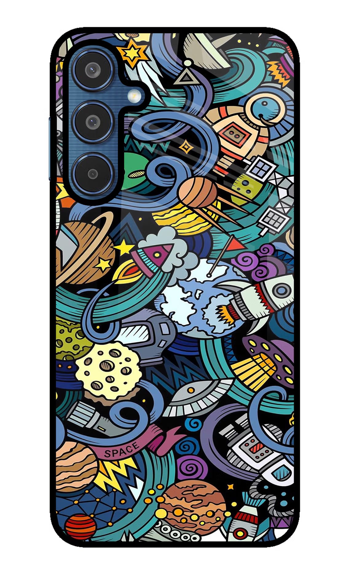 Space Abstract Samsung M35 5G Glass Case Back Cover by Casekaro