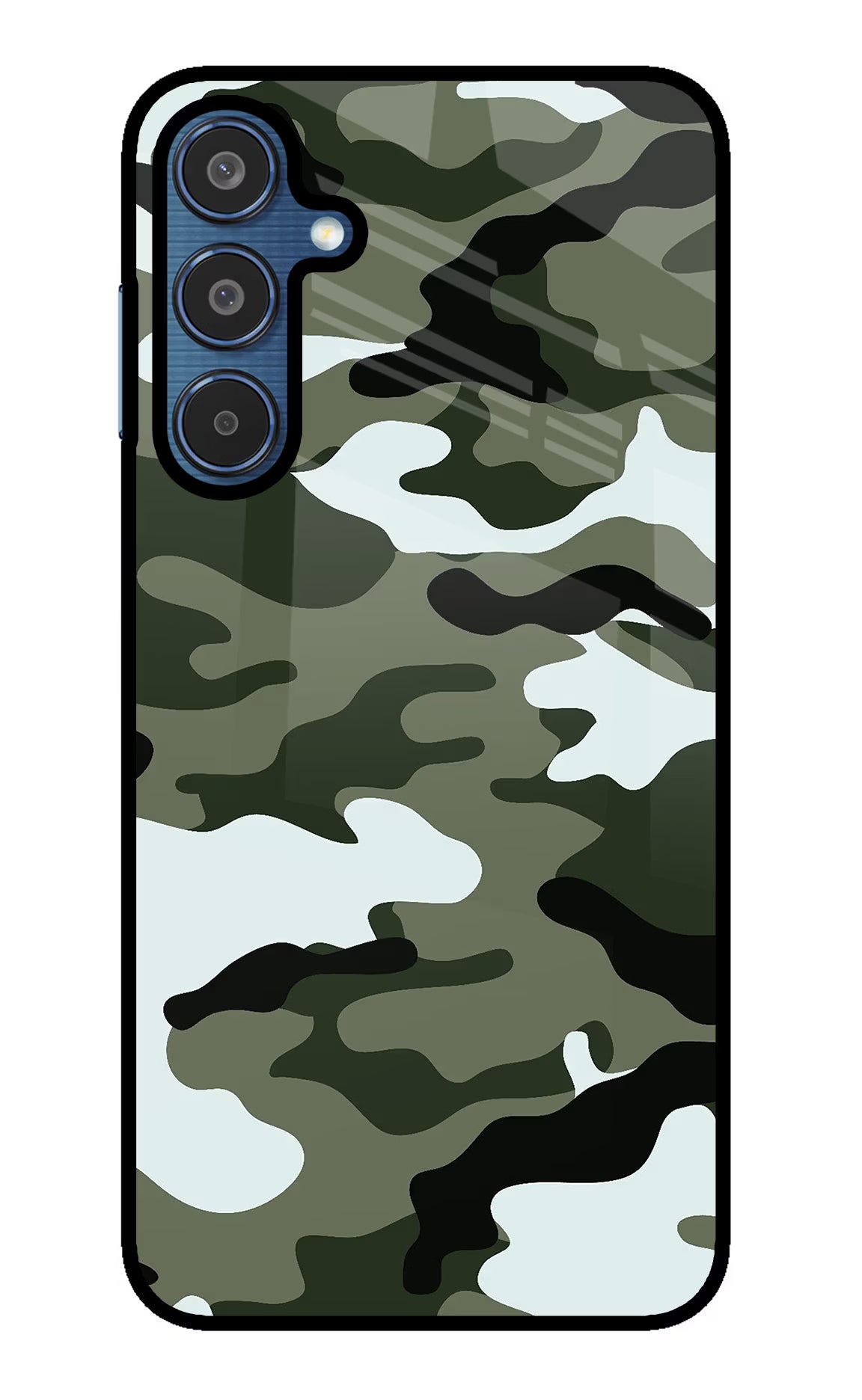 Camouflage Samsung M35 5G Glass Case Back Cover by Casekaro