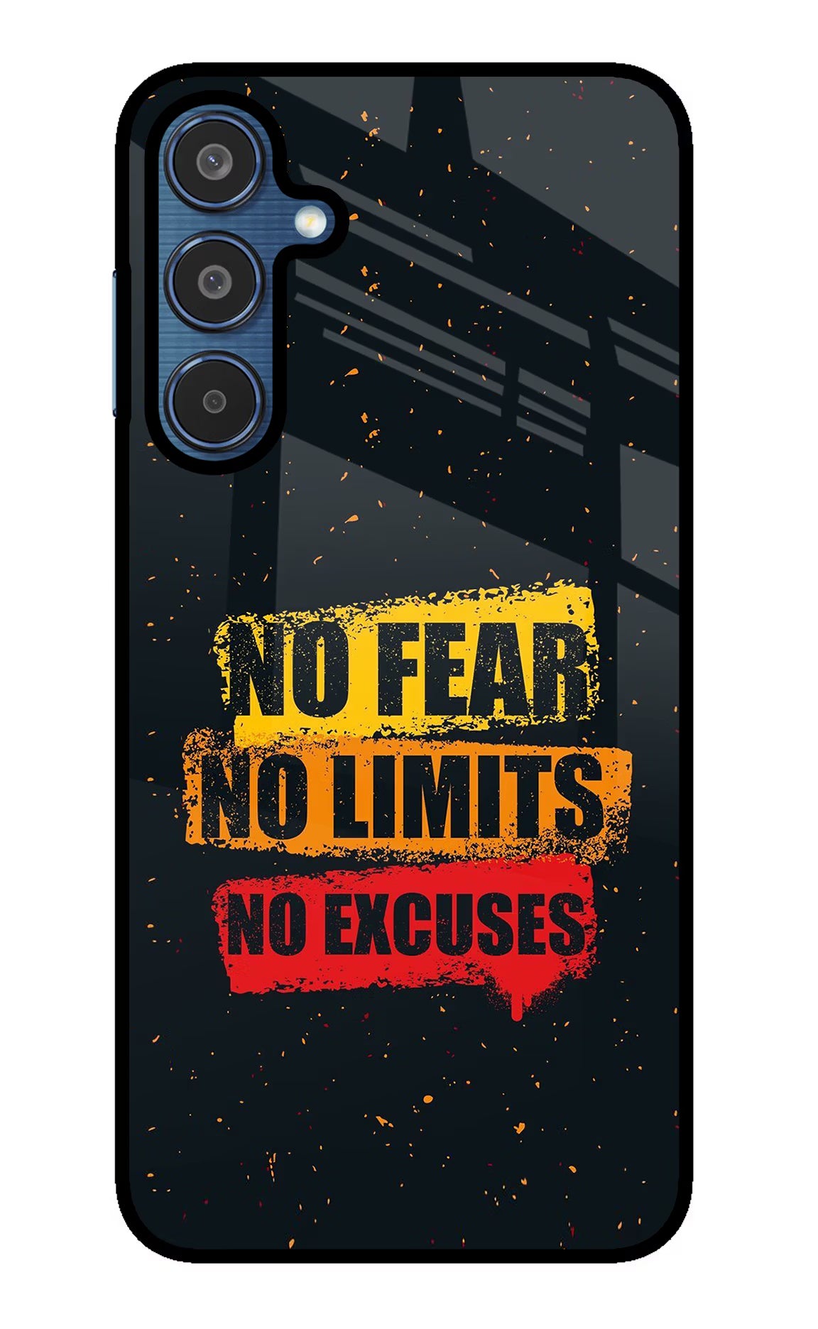 No Fear No Limits No Excuse Samsung M35 5G Glass Case Back Cover by Casekaro