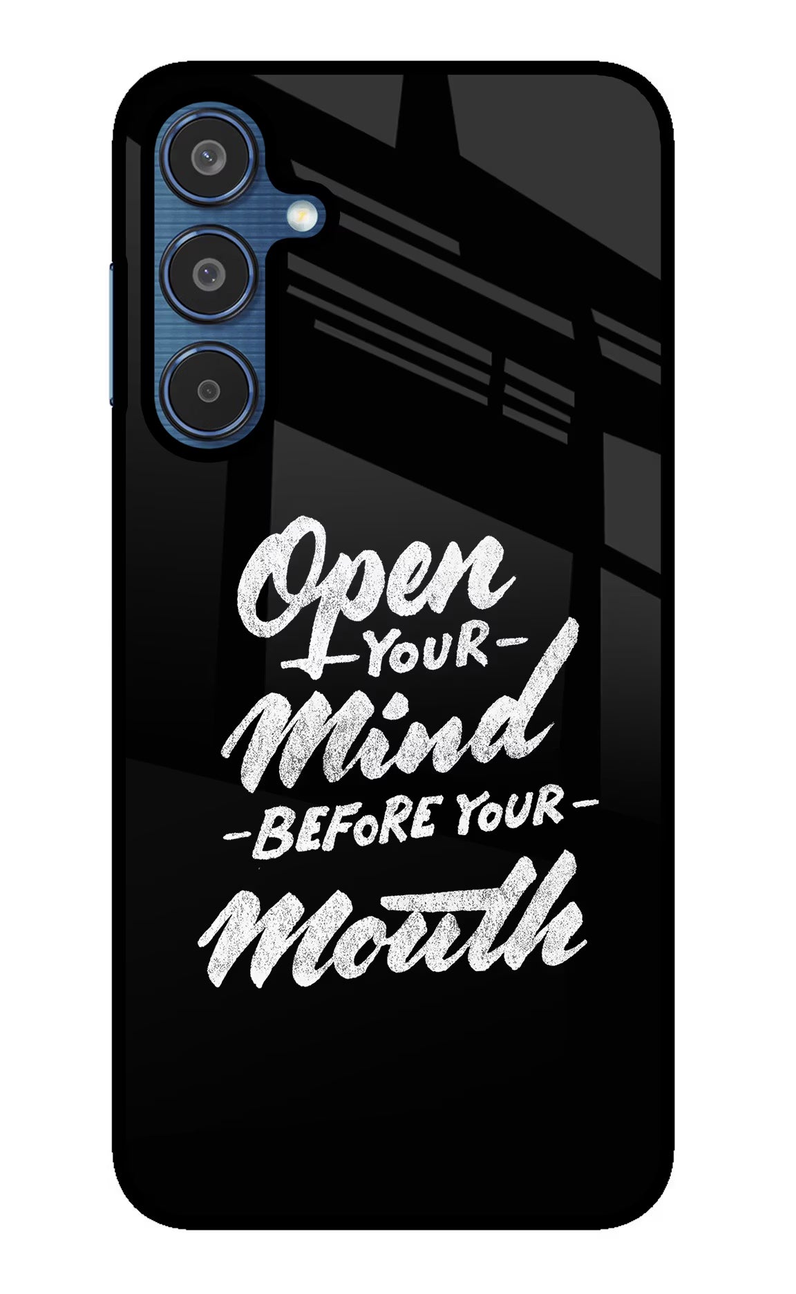 Open Your Mind Before Your Mouth Samsung M35 5G Glass Case Back Cover by Casekaro