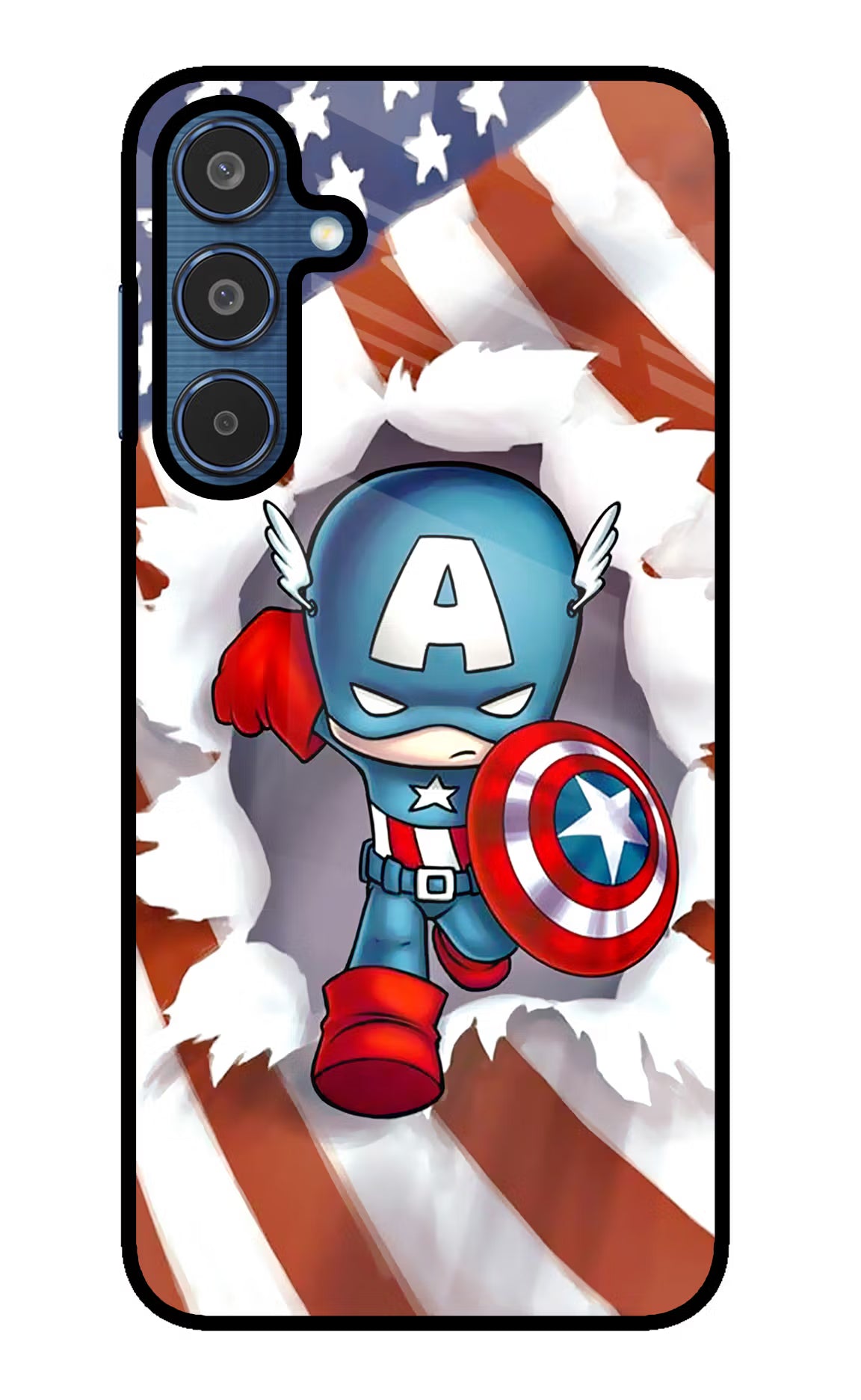 Captain America Samsung M35 5G Glass Case Back Cover by Casekaro