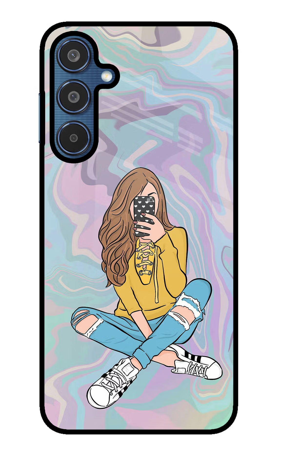 Selfie Girl Samsung M35 5G Glass Case Back Cover by Casekaro