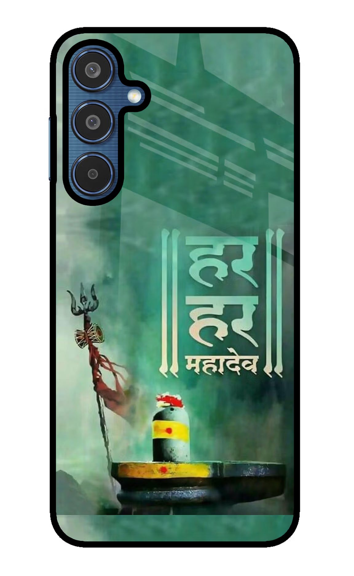 Har Har Mahadev Shivling Samsung M35 5G Glass Case Back Cover by Casekaro