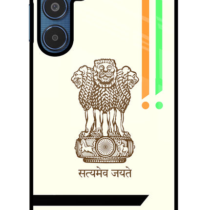 Satyamev Jayate Brown Logo Samsung M35 5G Glass Case