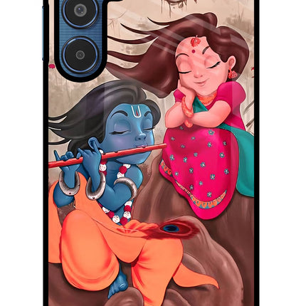 Radhe Krishna Samsung M35 5G Glass Case Back Cover by Casekaro