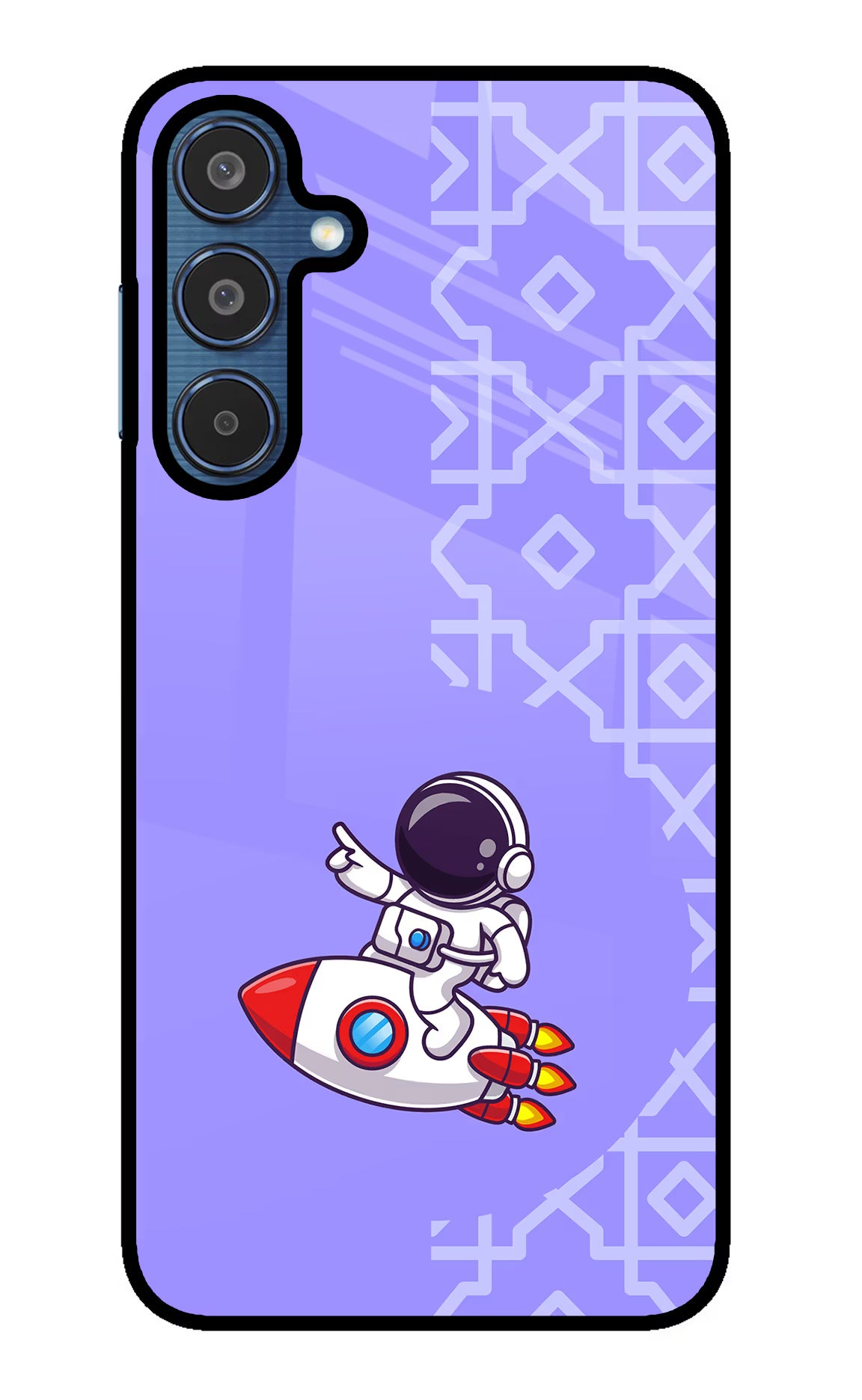 Cute Astronaut Samsung M35 5G Glass Case Back Cover by Casekaro