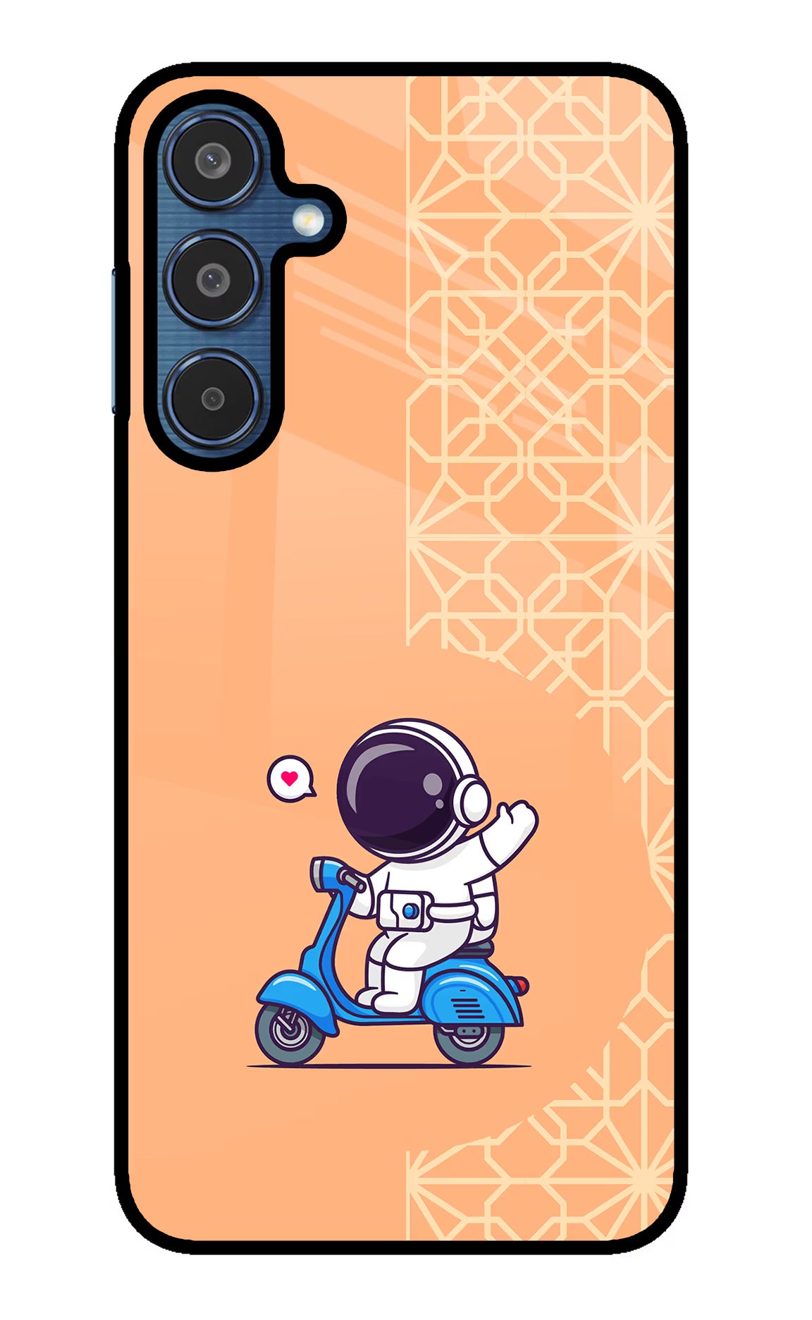 Cute Astronaut Riding Samsung M35 5G Glass Case Back Cover by Casekaro