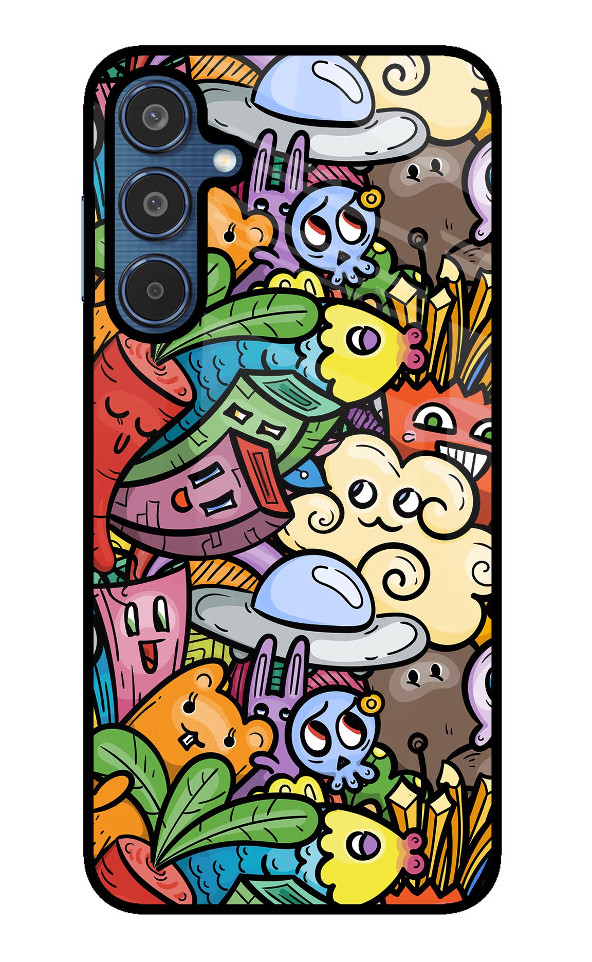 Veggie Doodle Samsung M35 5G Glass Case Back Cover by Casekaro