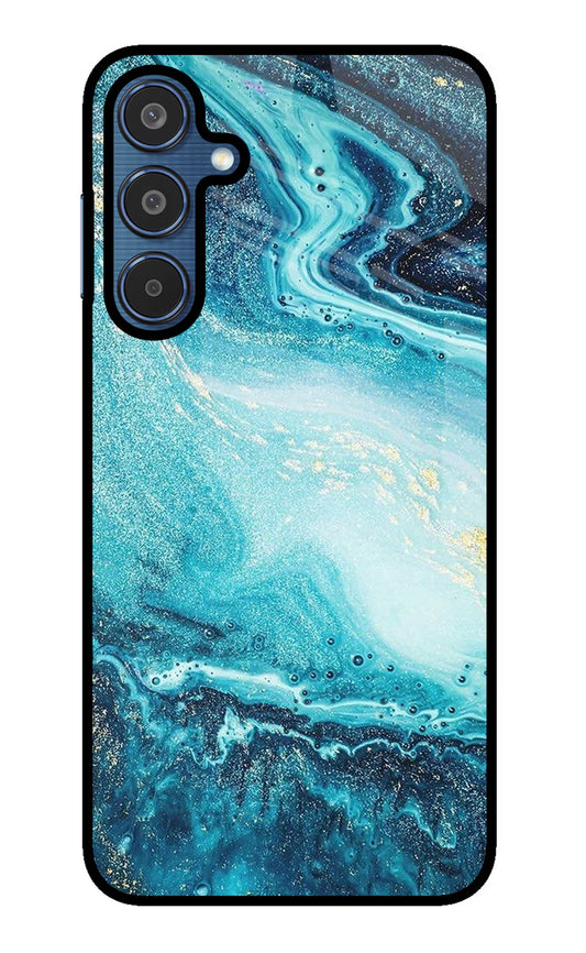 Blue Glitter Marble Samsung M35 5G Glass Case