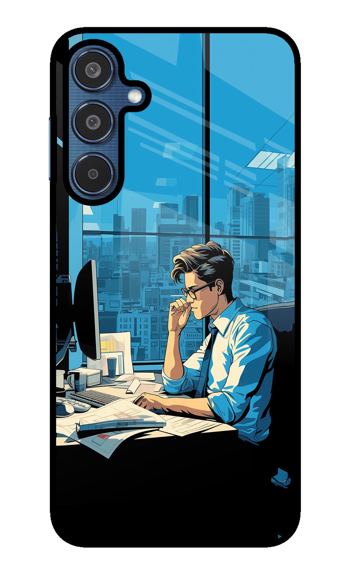 Focused Hustler (AI Generated) Samsung M35 5G Glass Case Back Cover by Casekaro