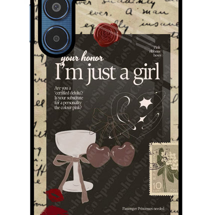 I am just a girl Samsung M35 5G Glass Case Back Cover by Casekaro