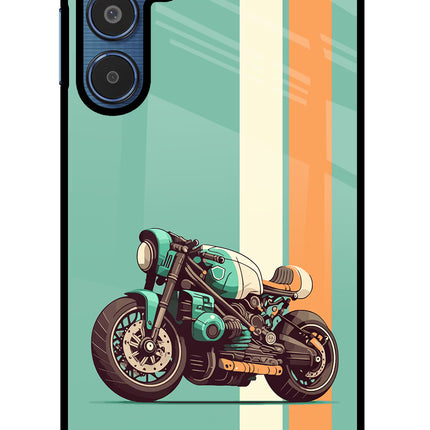 Striped Moto Drift Samsung M35 5G Glass Case Back Cover by Casekaro