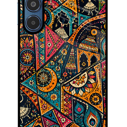 Folk Print Samsung M35 5G Glass Case