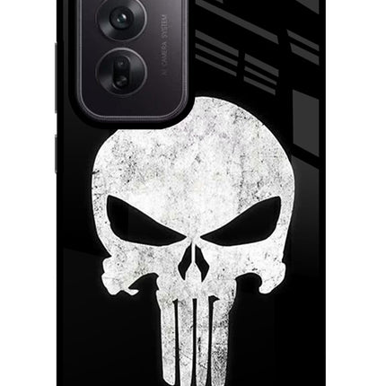 Punisher Skull Oppo Reno12 5G Glass Case Back Cover by Casekaro