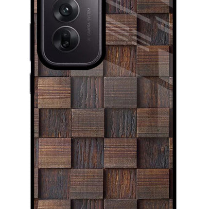 Wooden Cube Design Oppo Reno12 5G Glass Case Back Cover by Casekaro