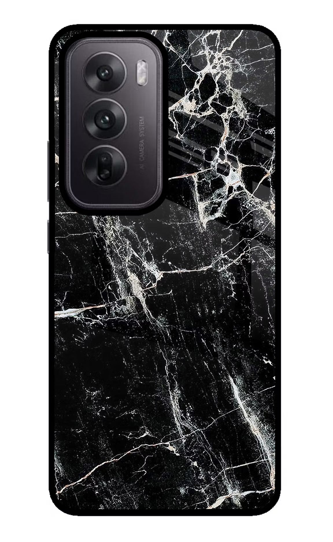 Black Marble Texture Oppo Reno12 5G Glass Case