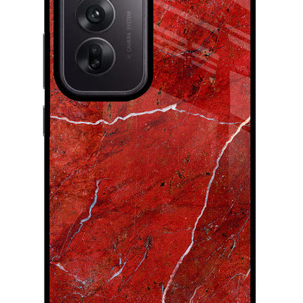 Red Marble Design Oppo Reno12 5G Glass Case Back Cover by Casekaro