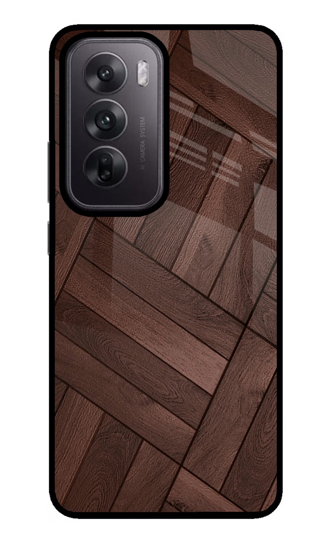Wooden Texture Design Oppo Reno12 5G Glass Case Back Cover by Casekaro