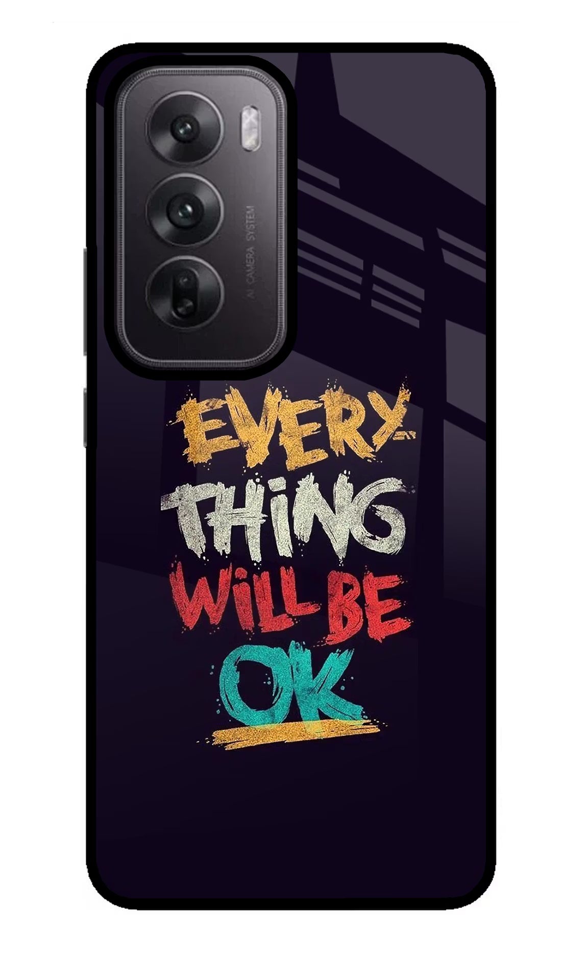 Everything Will Be Ok Oppo Reno12 5G Glass Case Back Cover by Casekaro