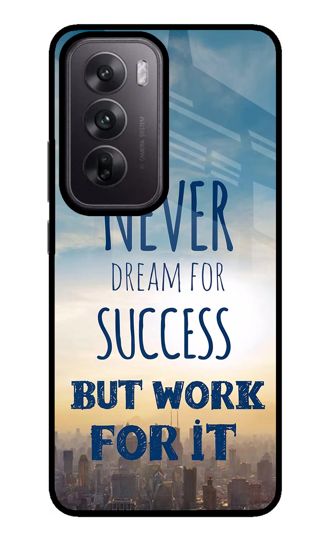 Never Dream For Success But Work For It Oppo Reno12 5G Glass Case Back Cover by Casekaro