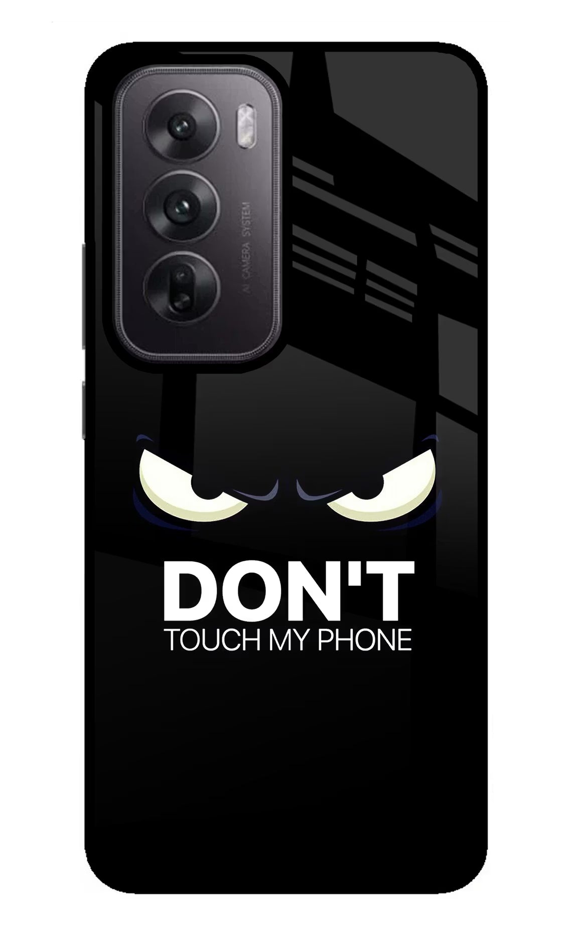 Don'T Touch My Phone Oppo Reno12 5G Glass Case Back Cover by Casekaro