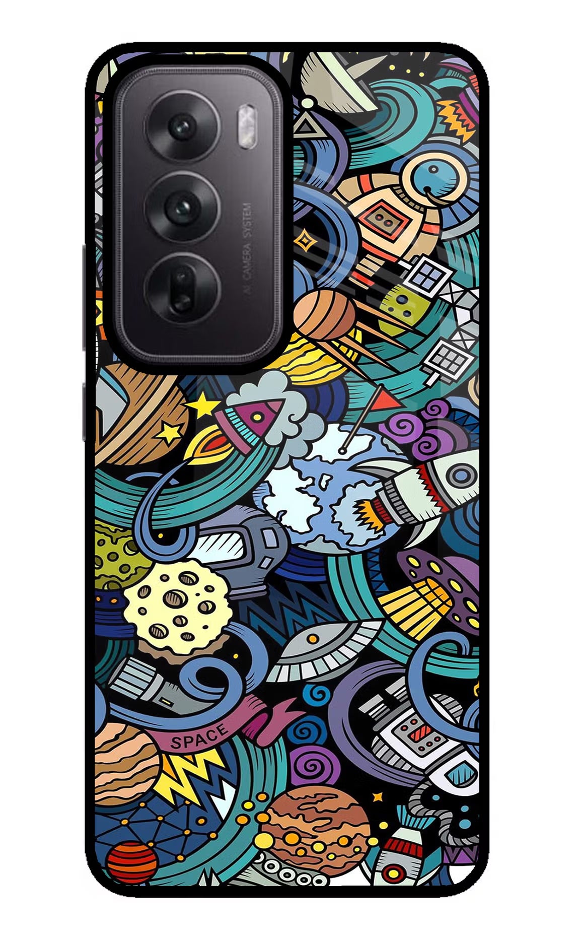Space Abstract Oppo Reno12 5G Glass Case Back Cover by Casekaro