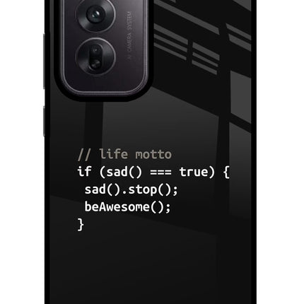Life Motto Code Oppo Reno12 5G Glass Case Back Cover by Casekaro