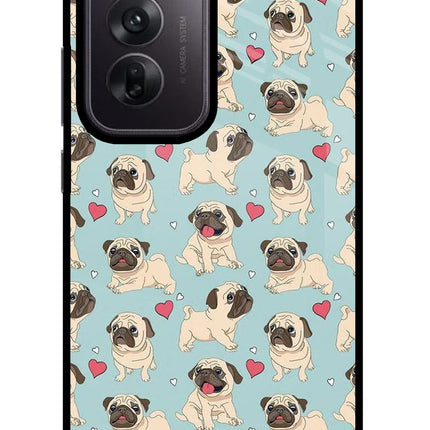 Pug Dog Oppo Reno12 5G Glass Case Back Cover by Casekaro