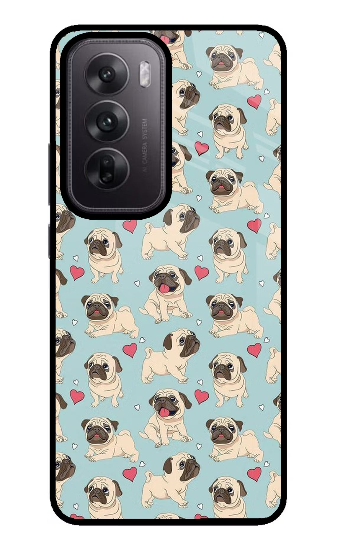 Pug Dog Oppo Reno12 5G Glass Case Back Cover by Casekaro