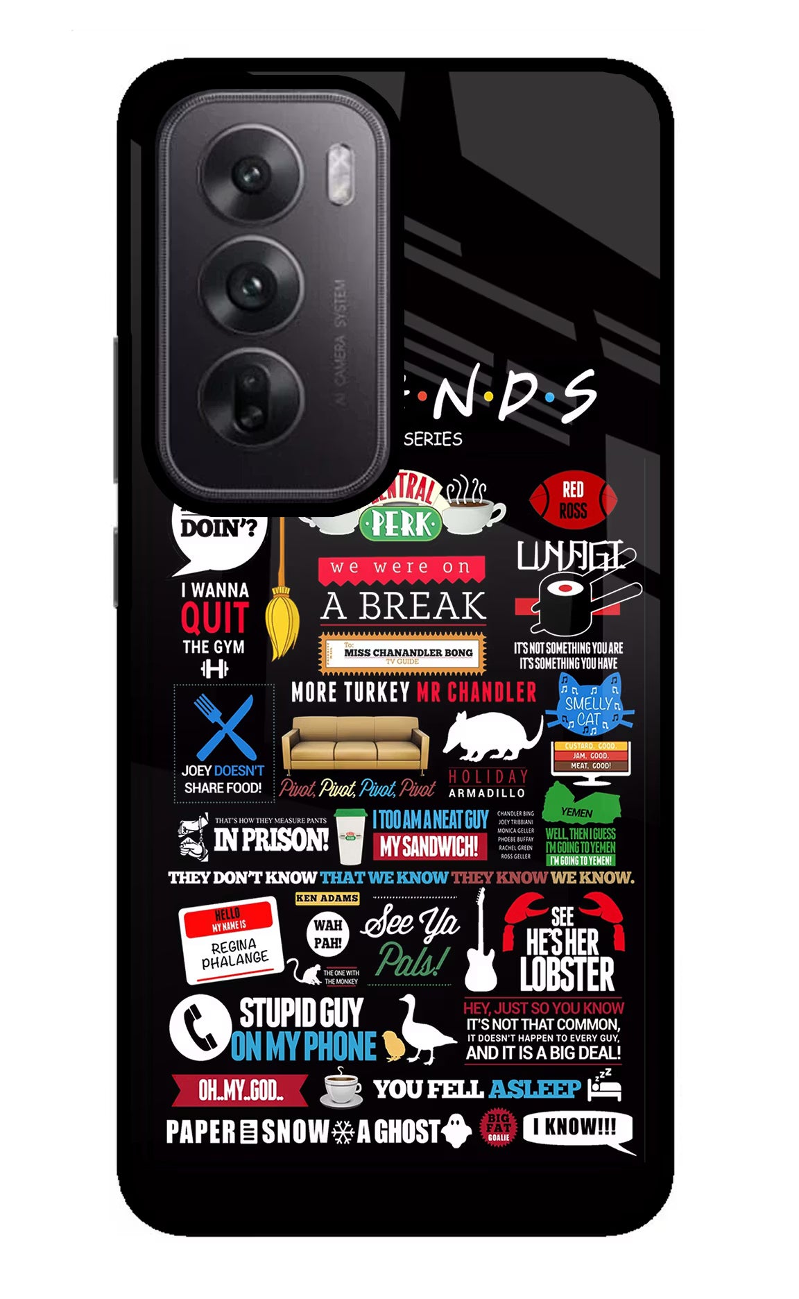 FRIENDS Oppo Reno12 5G Glass Case Back Cover by Casekaro