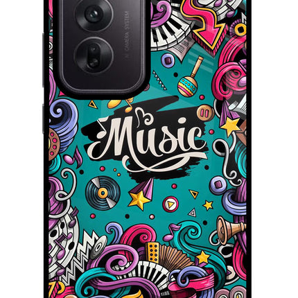 Music Graffiti Oppo Reno12 5G Glass Case Back Cover by Casekaro