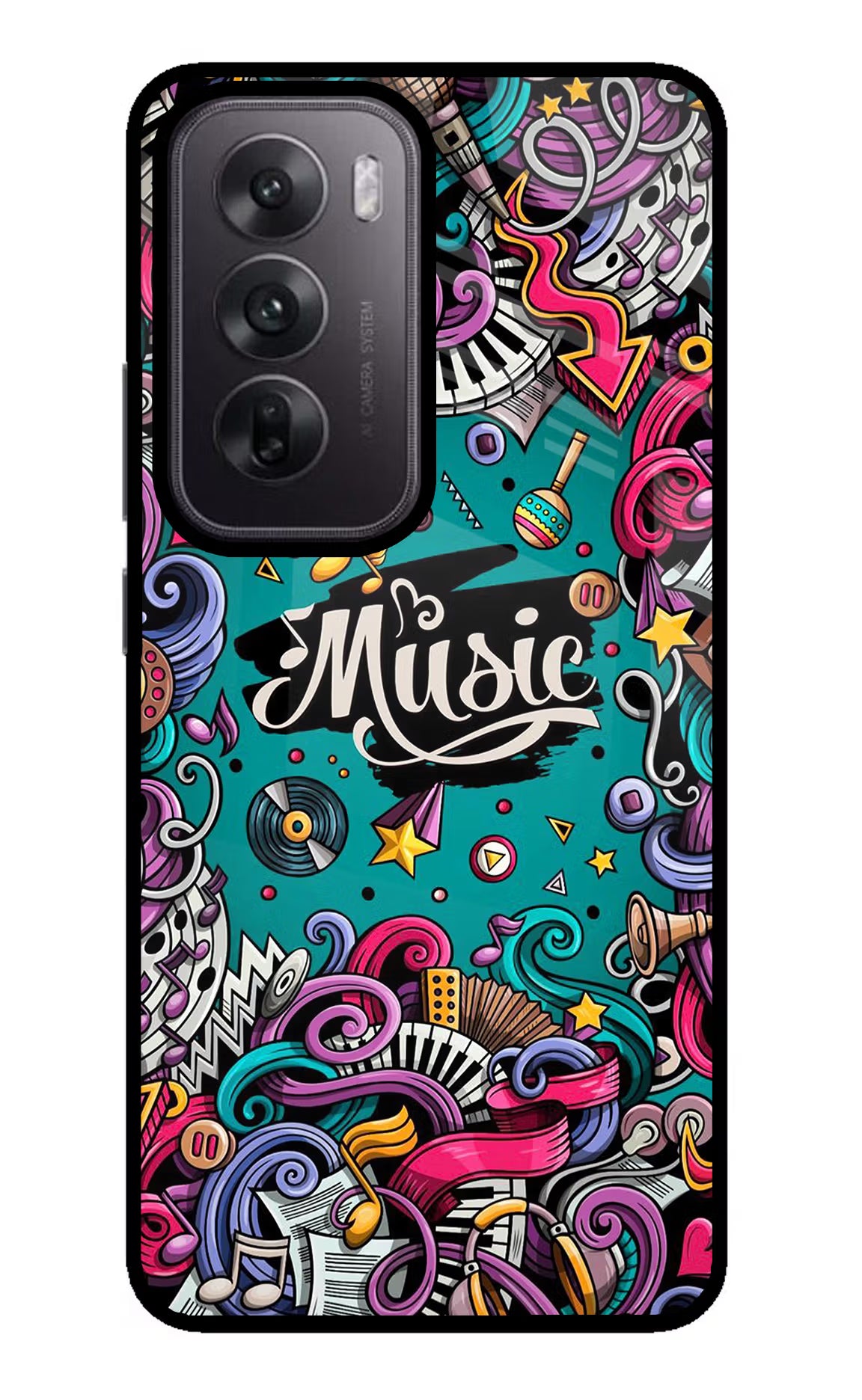 Music Graffiti Oppo Reno12 5G Glass Case
