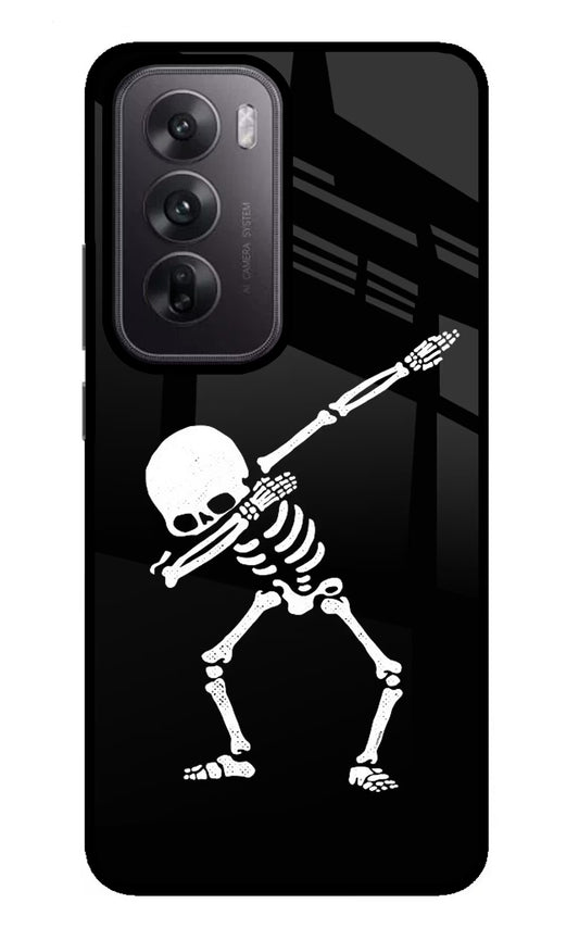 Dabbing Skeleton Art Oppo Reno12 5G Glass Case