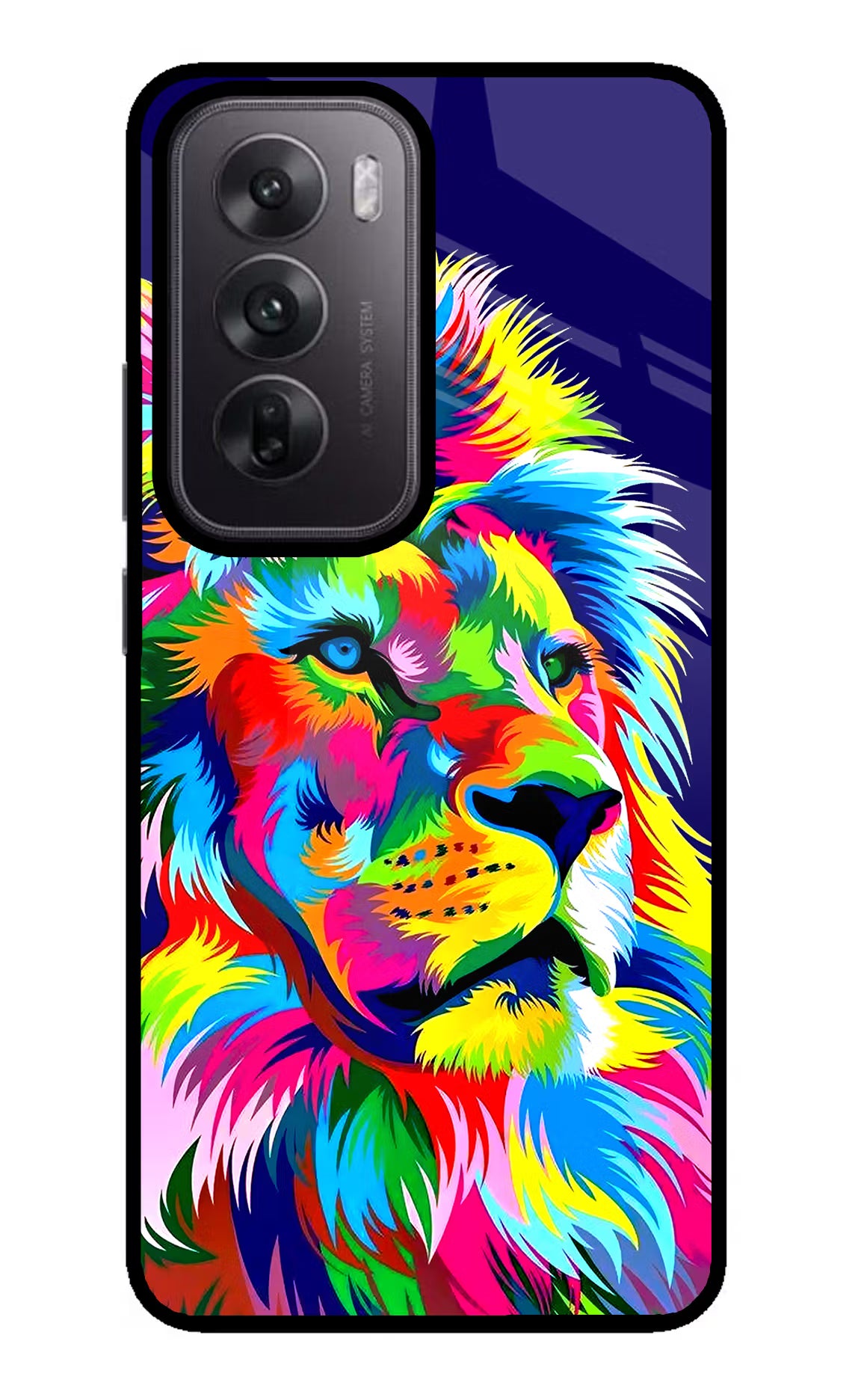 Vector Art Lion Oppo Reno12 5G Glass Case Back Cover by Casekaro